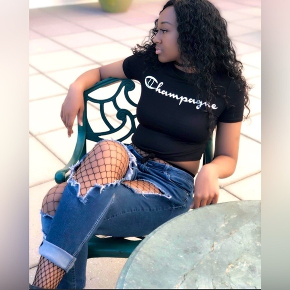 Champagne Crop Tee - Picture 1 of 4